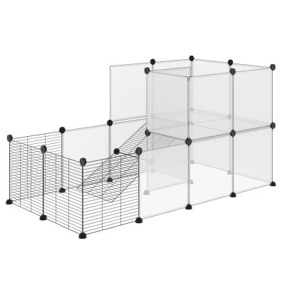 PawHut Enclos pour petits animaux design DIY cage modulable pour cochon d'Inde lapin chinchillas petits animaux domestiques 27 panneaux noir