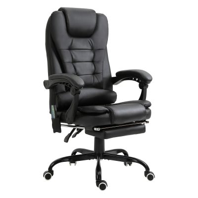 Vinsetto Fauteuil chaise de bureau massant ergonomique avec repose-pieds hauteur réglable dossier inclinable 5 modes de massage télécommande noir