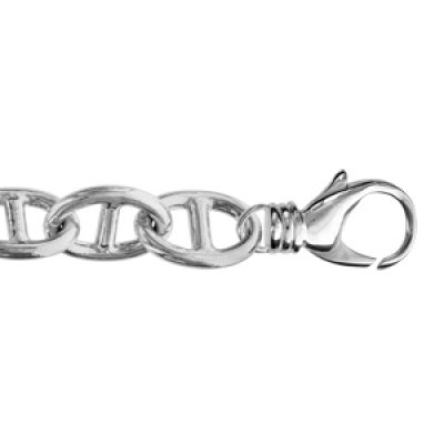 Bracelet en argent rhodié chaîne maille marine massive ovale 18.5 cm