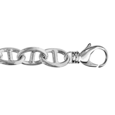Bracelet en argent rhodié chaîne maille marine massive ovale 20