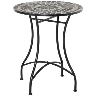 Outsunny Table ronde bistro table de jardin style fer forgé mosaïque métal époxy dim. Ø 60 x 71 cm multicolore