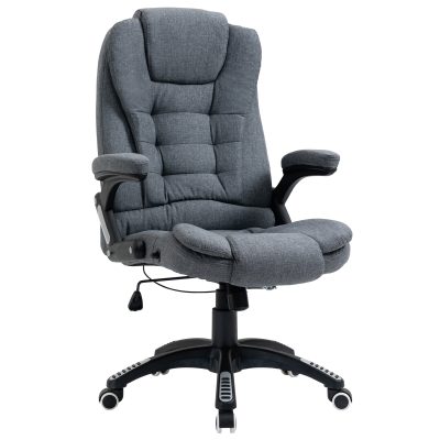 Vinsetto Fauteuil de bureau chaise pour ordinateur ergonomique dossier inclinable assise pivotant hauteur réglable accoudoir rembourré gris