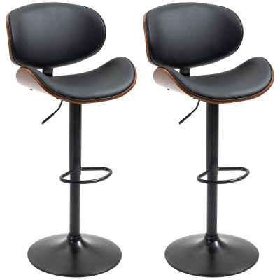 HOMCOM Lot de 2 chaises de bar tabouret hauteur réglable revêtement synthétique 53 x 50