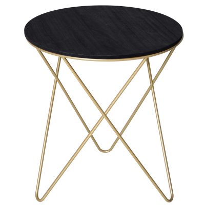 HOMCOM Table Basse Ronde table d'appoint bout de canape Design Style Art déco Ø 43 x 48H cm MDF Noir métal doré   Aosom France