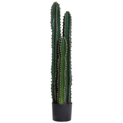 Outsunny Cactus Saguaro Artificiel Décoration pour La Maison ou Le Bureau Pot avec Ciment Cactus 100cm 88cm 68 cm Vert