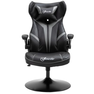 Vinsetto Fauteui chaise de bureau chaise gaming pivotante 360° hauteur réglable accoudoirs revelables gris clair et noir   Aosom France