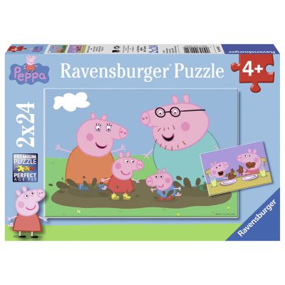 Puzzles 2 x 24 Picèes la Vie de Famille - Peppa Pig - Bleu