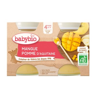 Petit pot mangue pomme d'Aquitaine bio - 2x130g - Jaune