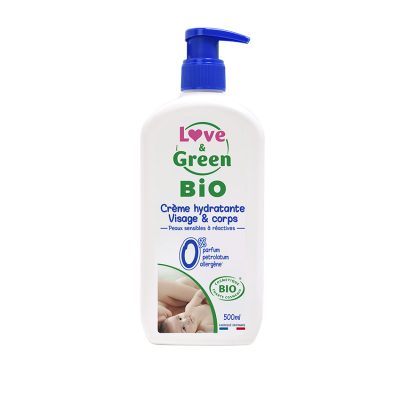 Crème hydratante visage et corps bébé bio - 500ml - Blanc