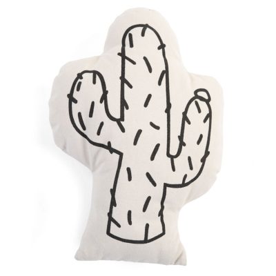 Coussin décoration - Motif Cactus - Blanc/Noir