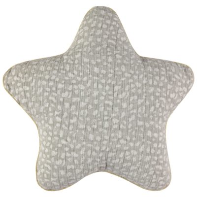 Coussin étoile décoratif ou modulable en tour de lit ou de parc à nouettes - Gris moyen