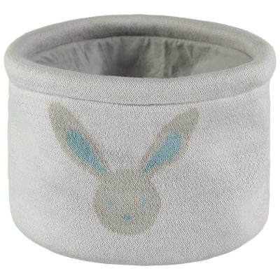 Panier de rangement en tricot motif lapin - Gris clair