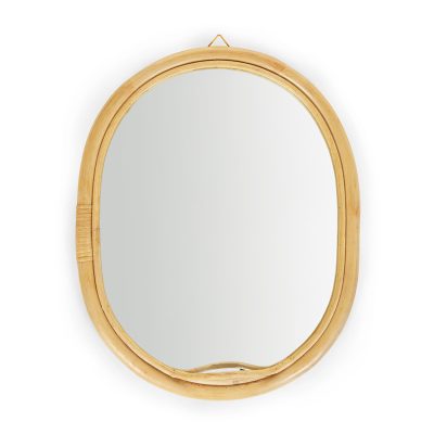 Miroir ovale avec crochet - Rotin - Rotin naturel
