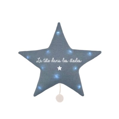 Veilleuse musicale étoile "La tête dans les étoiles" - Bleu - Bleu