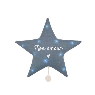 Veilleuse musicale étoile "Mon amour" - Bleu - Bleu