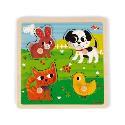 Puzzle tactile Mes premiers animaux - 4 pièces - Multicolore
