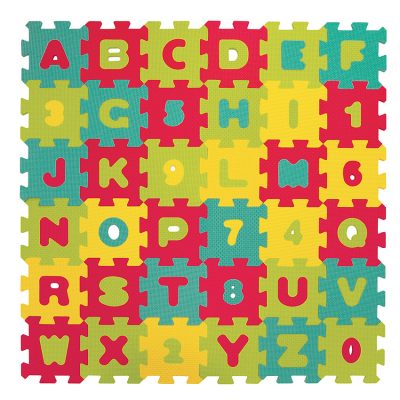 Dalles en mousse lettres et chiffres 92 x 92 cm - Multicolore