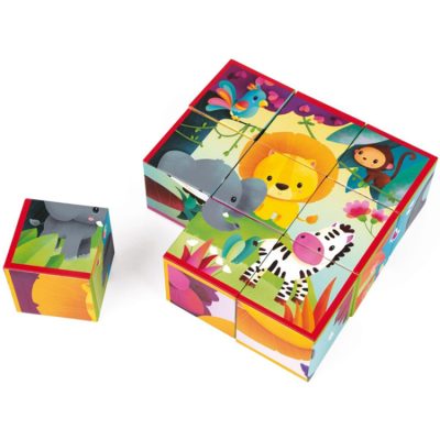 Puzzle 9 cubes animaux de la jungle - Multicolore
