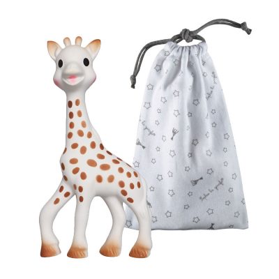 Hochet Sophie la Girafe avec son sac de rangement - Blanc
