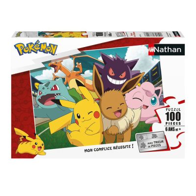 Puzzle 100 Pièces Pikachu et les Pokémon Nathan - Multicolore