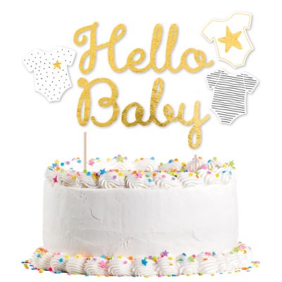 Décoration pour gâteau Hello Baby - Multicolore