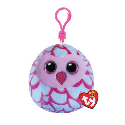 Peluche Squish a Boo's clip - Pinky le hibou - Rose