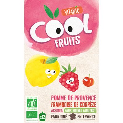 Gourdes sucrées Cool Fruits de Pomme et Framboise 12x90g - Multicolore