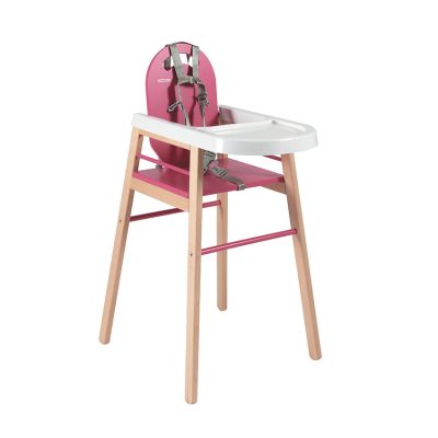 Chaise haute fixe Lili avec tablette amovible – Hybride Fuschia - Rose Fuschia