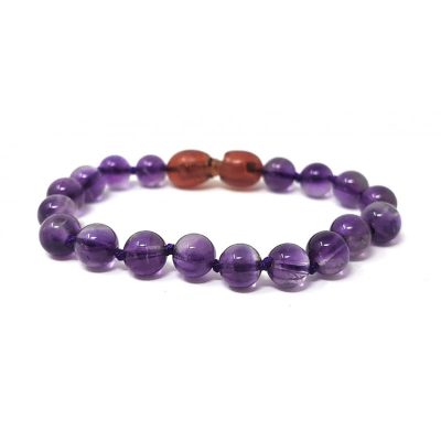 Bracelet pour bébé en pierre naturelle améthyste violette - Violet