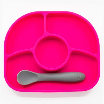 Assiette Yümi et cuillère en silicone – Pink - Rose