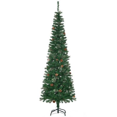 HOMCOM Sapin arbre de Noël artificiel 556 branches avec 27 pommes de pin+ support pied pliable hauteur 195 cm vert
