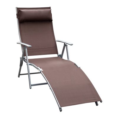 Outsunny transat chaise longue bain de soleil pliable dossier inclinable multi-positions têtière fournie 137L x 64l x 101H cm métal époxy textilène 