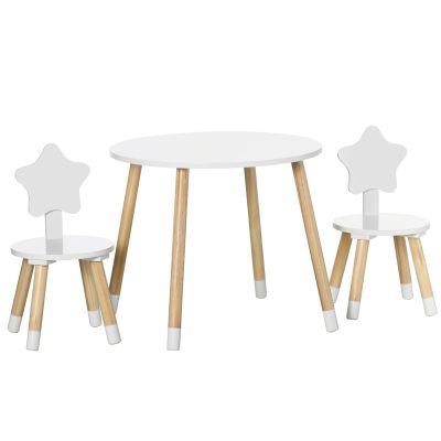 HOMCOM Ensemble de table et chaises pour enfant set 1 table ronde et 2 chaises motif étoile style scandinave pieds en pin