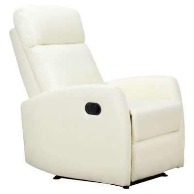 HOMCOM Fauteuil de relaxation inclinable 165° avec repose-pied ajustable revêtement synthétique blanc