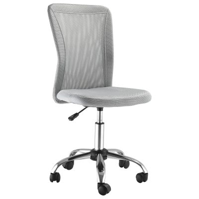 Vinsetto Fauteuil Chaise de bureau ergonomique hauteur réglable piètement chromé pivotant 360° revêtement maille gris   Aosom France