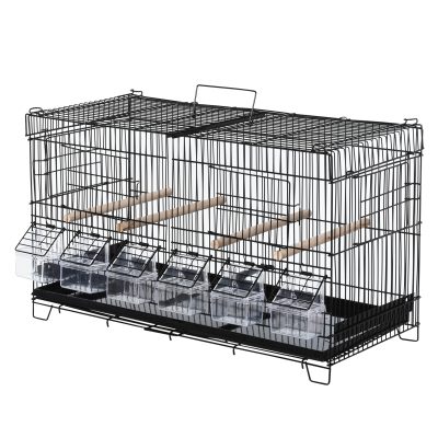 Pawhut Cage à oiseaux avec mangeoire tiroir à déjection métal noir 59