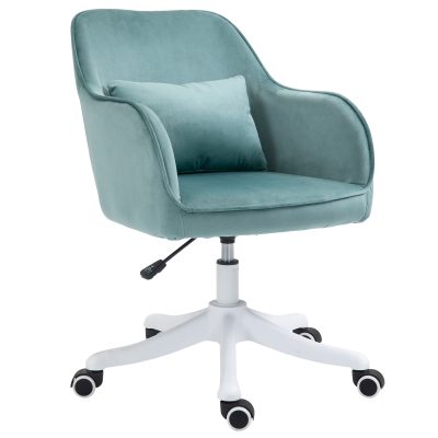HOMCOM Chaise de bureau velours fauteuil bureau massant coussin lombaire intégré hauteur réglable pivotante 360° vert