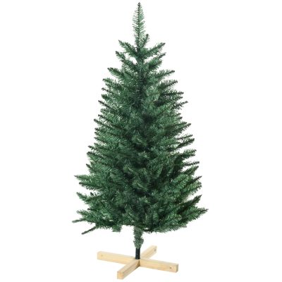HOMCOM Sapin de Noël artificiel 200 branches avec pied croix en bois amovible - Ø 62 x 120H cm - vert