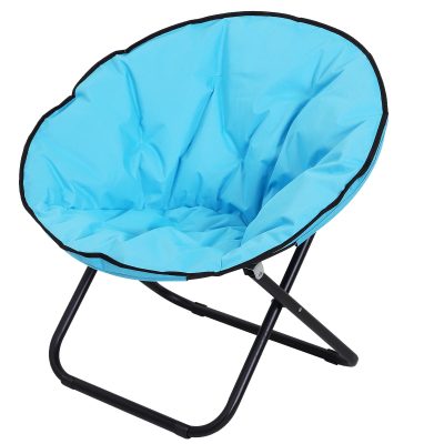 Outsunny Loveuse fauteuil rond de jardin fauteuil lune papasan pliable grand confort 80L x 80l x 75H cm grand coussin fourni oxford bleu