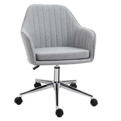 HOMCOM Chaise de bureau ergonomique fauteuil de bureau design contemporain hauteur réglable pivotant 360° gris clair    Aosom France