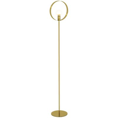 HOMCOM Lampadaire sur pied salon jusqu'à 40W design style art déco anneau en métal doré 28 x 25 x 160 cm doré