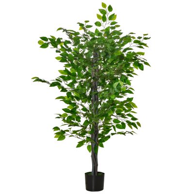 HOMCOM Arbre artificiel ficus plante artificielle hauteur 135 cm 756 feuilles réalistes pot Inclus noir vert