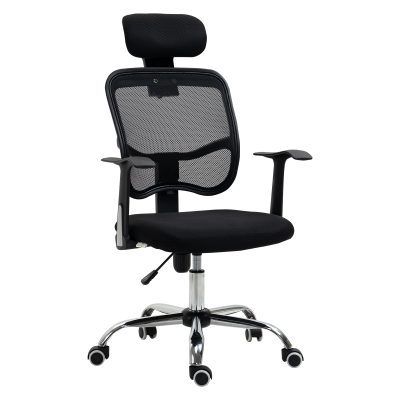 Vinsetto Fauteuil chaise de bureau pivontant à 360° ergonomique dossier inclinable hauteur réglable tétière maille 63 x 62 x 117 cm noir   Aosom France