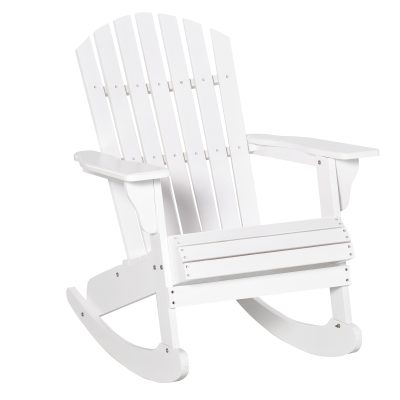 Outsunny Fauteuil Adirondack à bascule fauteuil d’extérieur pour jardin patio assise profonde avec dossier incurvé accoudoir ergonomique blanc