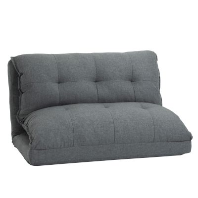 HOMCOM Canapé-lit paresseux fauteuil convertible dossier réglable 13 niveaux grand confort revêtement lin gris clair