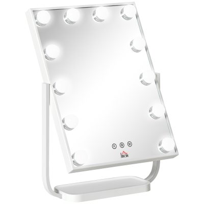 HOMCOM Miroir maquillage Hollywood LED tactile inclinable design Hollywood moderne 32