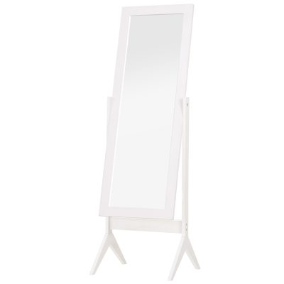 HOMCOM Miroir à Pied Inclinaison réglable miroir de sol Pleine Longueur Dressing Chambre salon dim. 47L x 46l x 148H cm MDF Blanc