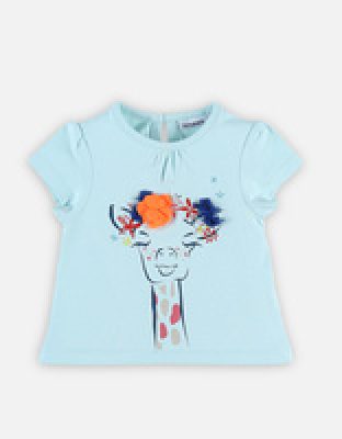 T-shirt manches courtes aqua girafe