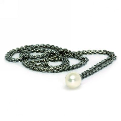 Collier argent avec perle 60 cm