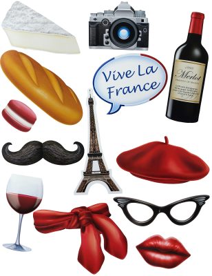 Kit photobooth thème Français 13 accessoires